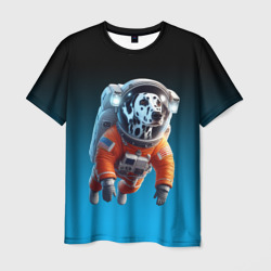 Мужская футболка 3D Далматинец космонавт в открытом космосе