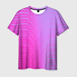 Мужская футболка 3D Розовые градиентные линии