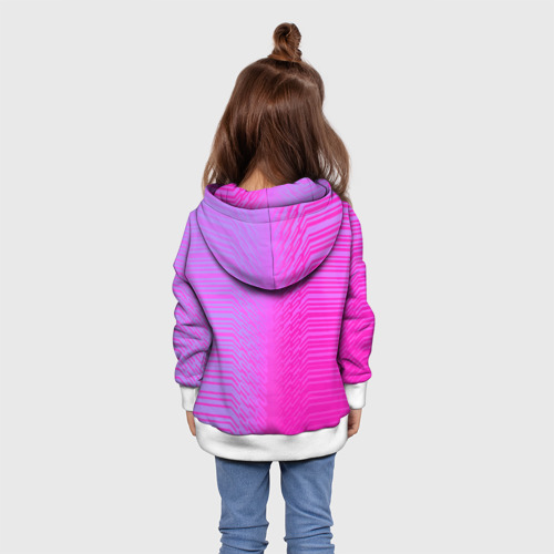 Детская толстовка 3D Розовые градиентные линии, цвет белый - фото 5