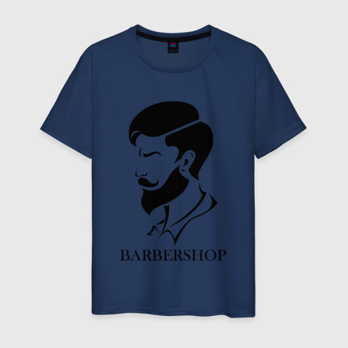 Мужская футболка хлопок Парикмахер Barbershop, цвет темно-синий