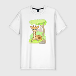 Мужская футболка хлопок Slim Милый маленький жираф