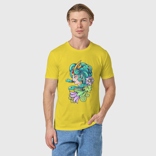Мужская футболка хлопок Античная Медуза Горгона, цвет желтый - фото 3