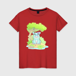 Милый маленький бегемот – Женская футболка хлопок с принтом купить со скидкой в -20%