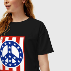 Женская футболка хлопок Oversize Peace America - фото 2