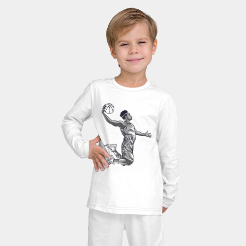 Детская пижама с лонгсливом хлопок Slam dunker, цвет белый - фото 3