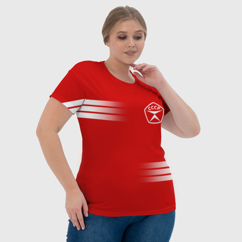 Женская футболка 3D СССР гост три полоски, цвет 3D печать - фото 6