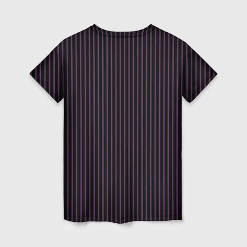 Женская футболка 3D с принтом Тёмный фиолетовый в полоску, вид сзади #1