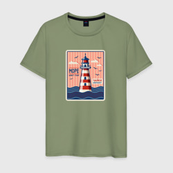 Маяк в открытом море – Мужская футболка хлопок с принтом купить со скидкой в -20%