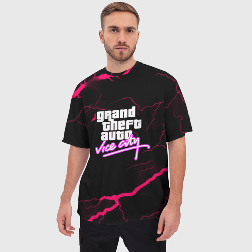 Мужская футболка oversize 3D GTA storm vice city, цвет 3D печать - фото 3