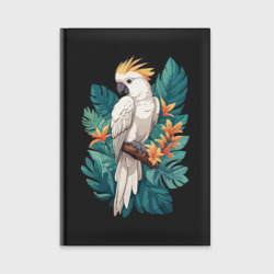Попугай какаду и тропические листья – Ежедневник с принтом купить