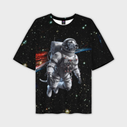 Мужская футболка oversize 3D The dalmatian brave cosmonaut - ai art