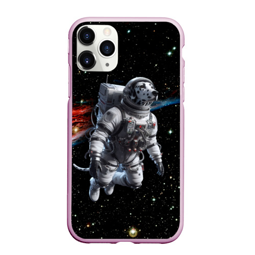 Чехол для iPhone 11 Pro Max матовый The dalmatian brave cosmonaut - ai art, цвет розовый