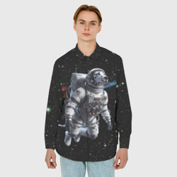 Мужская рубашка oversize 3D The dalmatian brave cosmonaut - ai art - фото 2