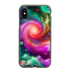 Чехол для iPhone XS Max матовый Космическая неоновая фантазия - нейросеть