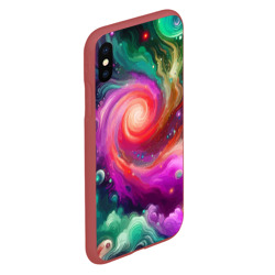 Чехол для iPhone XS Max матовый Космическая неоновая фантазия - нейросеть - фото 2