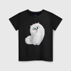 Детская футболка хлопок Белая кошка Гиджет