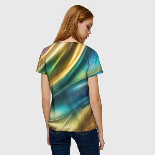 Женская футболка 3D Жидкий абстрактный металл, цвет 3D печать - фото 4