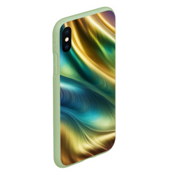 Чехол для iPhone XS Max матовый Жидкий абстрактный металл - фото 2