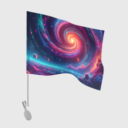 Флаг для автомобиля Яркая неоновая галактика - нейросеть