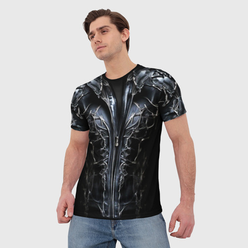 Мужская футболка 3D Косуха с металлическими линиями, цвет 3D печать - фото 3