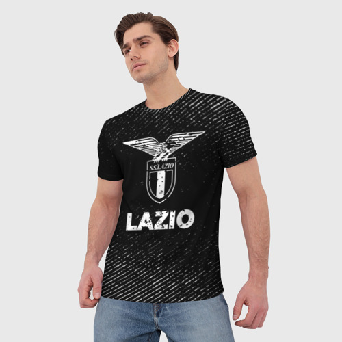 Мужская футболка 3D Lazio с потертостями на темном фоне, цвет 3D печать - фото 3