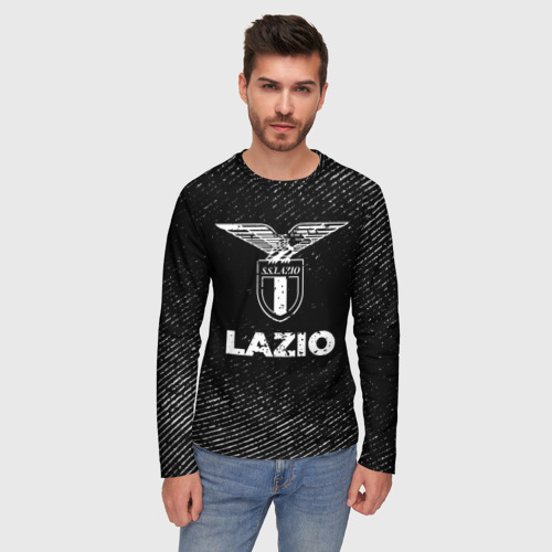 Мужской лонгслив 3D Lazio с потертостями на темном фоне, цвет 3D печать - фото 3