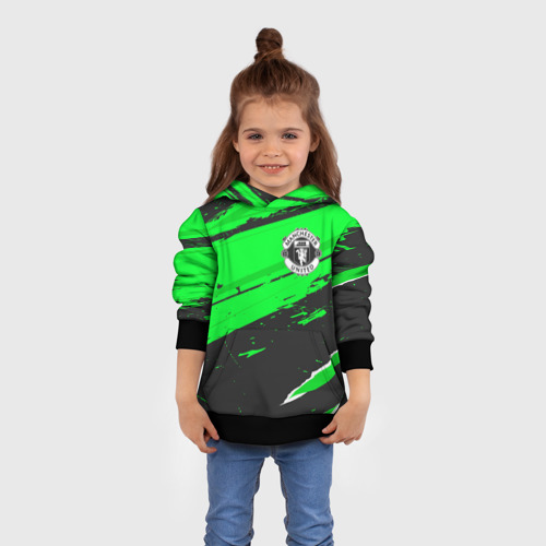 Детская толстовка 3D Manchester United sport green, цвет черный - фото 4