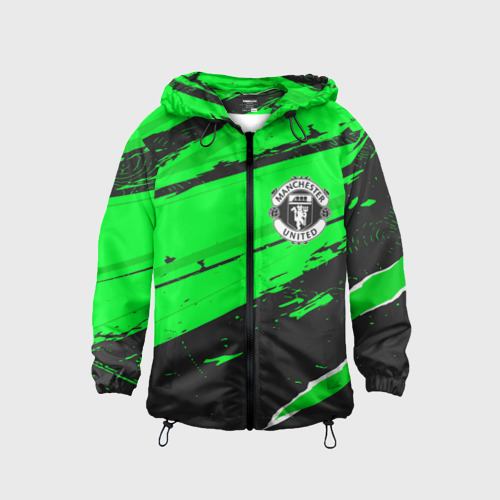 Детская ветровка 3D Manchester United sport green, цвет черный