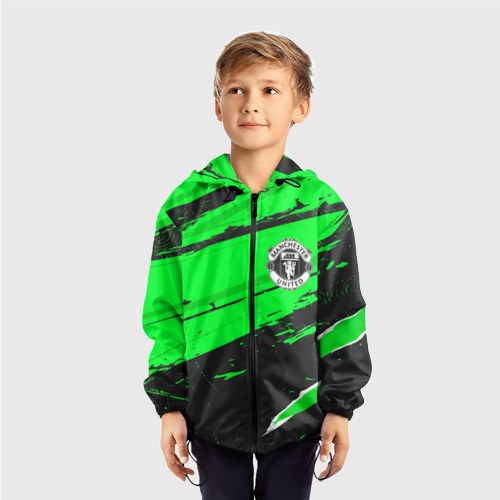 Детская ветровка 3D Manchester United sport green, цвет черный - фото 3