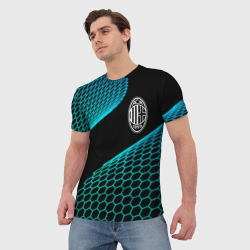 Мужская футболка 3D AC Milan football net, цвет 3D печать - фото 3