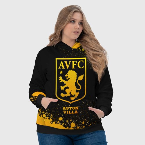 Женская толстовка 3D Aston Villa - gold gradient, цвет 3D печать - фото 6