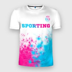 Мужская футболка 3D Slim Sporting neon gradient style посередине