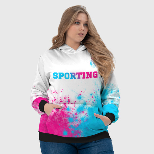 Женская толстовка 3D Sporting neon gradient style посередине, цвет 3D печать - фото 6