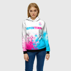 Женская толстовка 3D Sporting neon gradient style посередине - фото 2