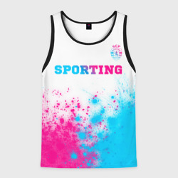 Мужская майка 3D Sporting neon gradient style посередине