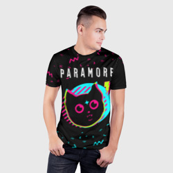 Мужская футболка 3D Slim Paramore - rock star cat - фото 2