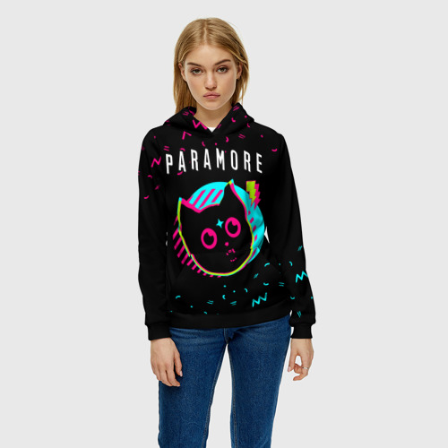 Женская толстовка 3D Paramore - rock star cat, цвет 3D печать - фото 3