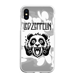 Чехол для iPhone XS Max матовый Led Zeppelin рок панда на светлом фоне