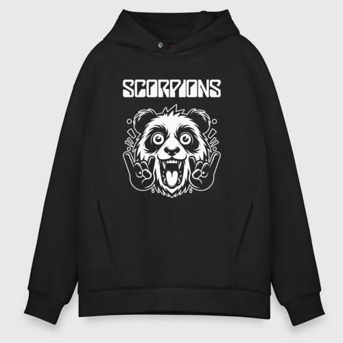 Мужское худи Oversize хлопок Scorpions rock panda, цвет черный