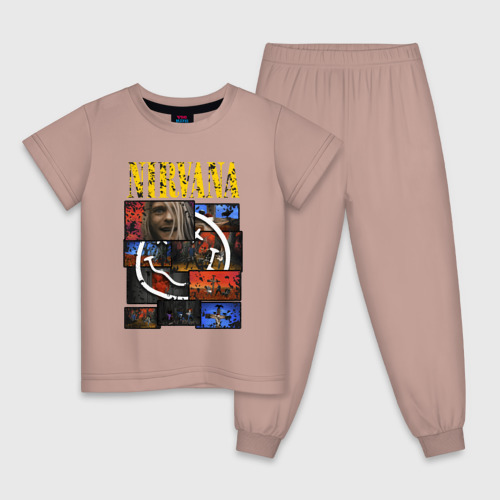 Детская пижама хлопок с принтом Nirvana heart box, вид спереди #2