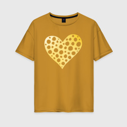 Сырное сердце золотое с градиентом – Женская футболка хлопок Oversize с принтом купить со скидкой в -16%