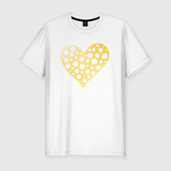 Мужская футболка хлопок Slim Сырное сердце золотое с градиентом