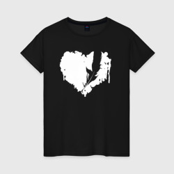Женская футболка хлопок Сердце перья пушистый