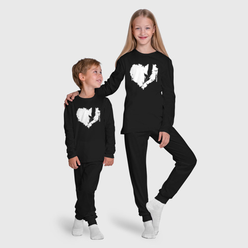 Детская пижама с лонгсливом хлопок Сердце перья пушистый, цвет черный - фото 9
