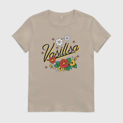 Женская футболка хлопок Василиса имя надпись