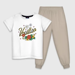 Детская пижама с белой футболкой Василиса имя надпись