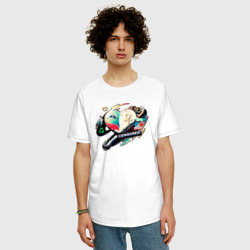 Мужская футболка хлопок Oversize Хаотичное сердце с наклейками - фото 2