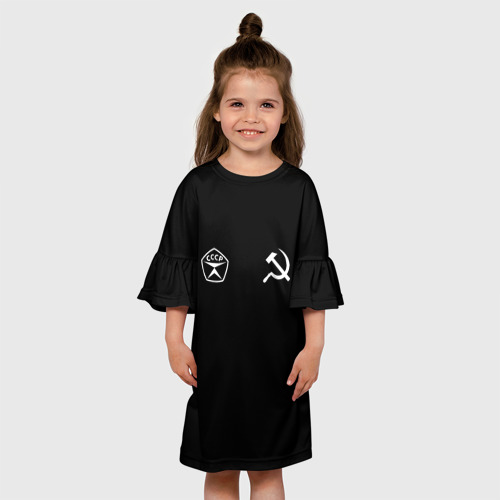 Детское платье 3D с принтом СССР гост три полоски на черном фоне, вид сбоку #3