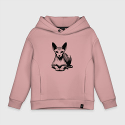 Детское худи Oversize хлопок Лысый кот сфинкс