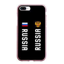 Чехол для iPhone 7Plus/8 Plus матовый Россия три полоски на черном фоне